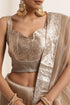 Golden Beige Organza Saree with Silver Border