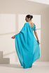 Blue And Teal Green Silk Saree with Matching Blouse