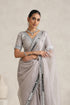 Klishaaart Dove Grey Mirror Work Saree with work Silk Blouse
