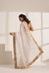 White Organza Saree with Golden Lampi Lace Border