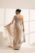 Golden Beige Organza Saree with Silver Border