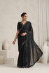 Black Mirror Handwork Saree with Mirrior work Silk Blouse