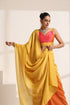 Yellow and Pink Silk Saree with Contrast Pink Blouse