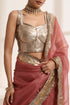 Rose Pink Silk Organza Saree with Golden Zari Border