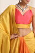 Yellow and Pink Silk Saree with Contrast Pink Blouse