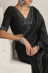 Black Mirror Handwork Saree with Mirrior work Silk Blouse