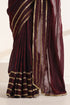 Deep Wine Pure Silk Saree with Golden Striped Border