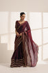 Deep Wine Pure Silk Saree with Golden Striped Border