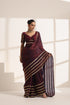 Deep Wine Pure Silk Saree with Golden Striped Border