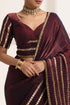Deep Wine Pure Silk Saree with Golden Striped Border