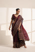 Deep Wine Pure Silk Saree with Golden Striped Border