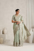 Bud Green Mirror Handwork Saree with Mirrior work Silk Blouse