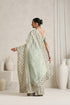 Bud Green Mirror Handwork Saree with Mirrior work Silk Blouse