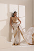 White Organza Saree with Golden Lampi Lace Border