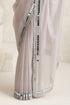 Klishaaart Dove Grey Mirror Work Saree with work Silk Blouse