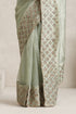 Bud Green Mirror Handwork Saree with Mirrior work Silk Blouse