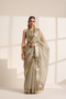 Ivory Crush Saree and Mettalic Gold Border