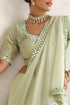 Beryl Green Mirror Handwork Saree with Mirrior work Silk Blouse