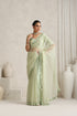 Beryl Green Mirror Handwork Saree with Mirrior work Silk Blouse