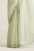 Beryl Green Mirror Handwork Saree with Mirrior work Silk Blouse