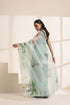 Mint Green Organza Saree with Printed Floral and Bird Design
