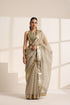 Ivory Saree With Golden lace And Crush Fabric