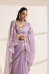 Purple Organza Saree with Acrylic Sapprow Golden Lampi Lace Border