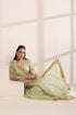 Green Silk Organza Saree with Golden Zari Border