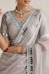 Klishaaart Dove Grey Mirror Work Saree with work Silk Blouse