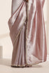 Rose Gold Silk Organza Saree with Lampi Lace Border