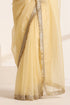 Yellow Silk Organza Saree with Crushed and Golden Lace Border