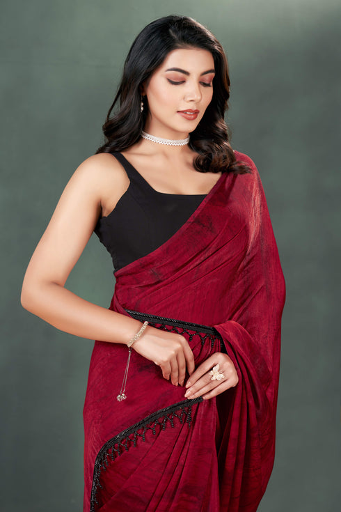 Blouse - Black satin Square Neck