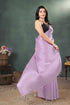 Cherry Blossom Purple Stripe Satin Saree