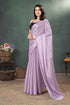 Cherry Blossom Purple Stripe Satin Saree