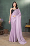 Cherry Blossom Purple Stripe Satin Saree