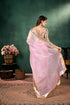 Pink Crystal orgenza saree With lampi border