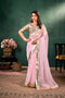 Pink Crystal orgenza saree With lampi border