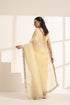 Yellow Silk Organza Saree with Crushed and Golden Lace Border