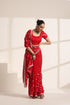 Red Pure Silk Saree with Embroidery and Golden Lace Border