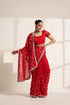 Red Pure Silk Saree with Embroidery and Golden Lace Border