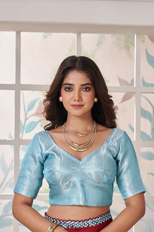 Banarasi Silk Sky Blue Blouse