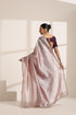 Rose Gold Silk Organza Saree with Lampi Lace Border