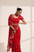 Red Pure Silk Saree with Embroidery and Golden Lace Border