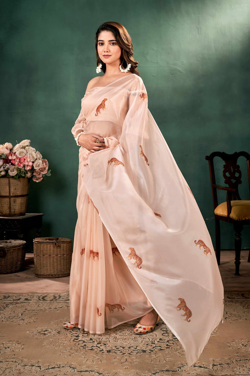 A Pure Silk Organza saree With Beautiful Print