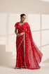 Red Pure Silk Saree with Embroidery and Golden Lace Border