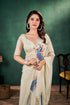 Ivory color Pure silk Organza saree with Peacock Print
