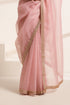 Baby Pink Crush Silk Saree with Golden Lace