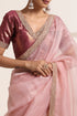 Baby Pink Crush Silk Saree with Golden Lace