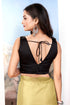 Black Plain Cotton V Neck Sleeveless Blouse