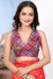 Multi Color Patola Design With V neck Blouse